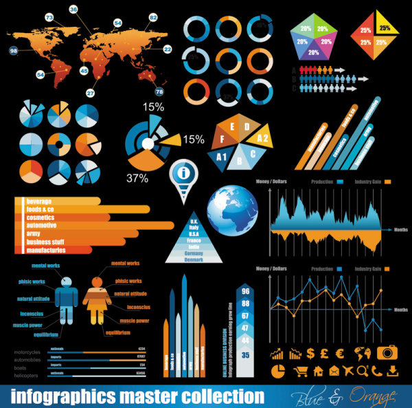 Trade data elements vector graphic