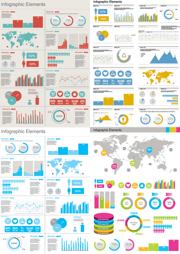pie charts maps Information maps icons graphs data charts bar charts  