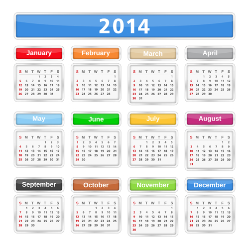 2014 Calendar grid vector design 03