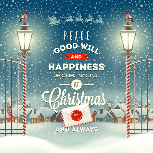 2015 christmas street lamp and snow background 04