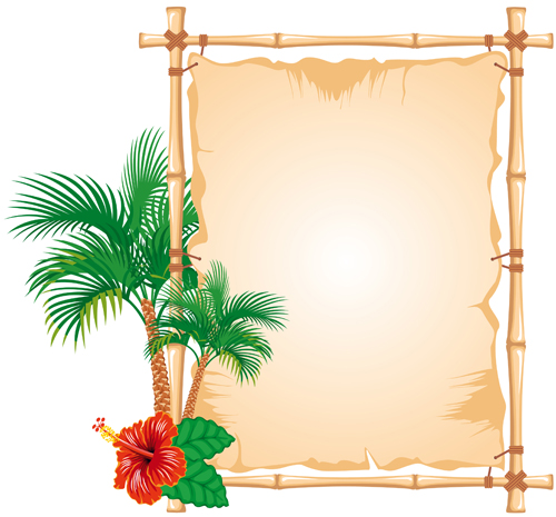Set of Different of Bamboo Frame design vector 02