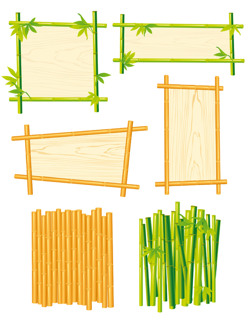 Set of Different of Bamboo Frame design vector 05