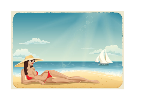 Beautiful girl travel background vector material 03