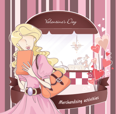 Beautiful girl with fashion elements vector 04