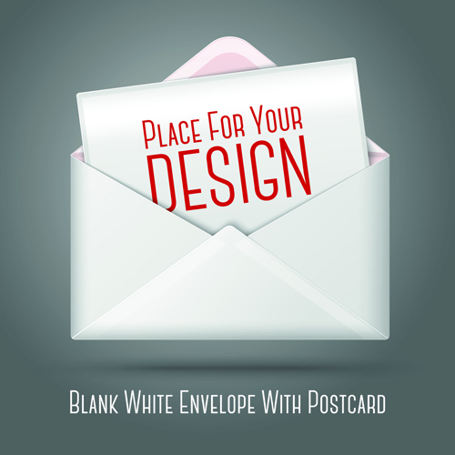 Blank white envelopes with postcard vector