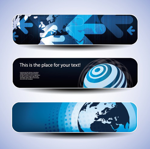 Blue concept banner vector graphic set 02