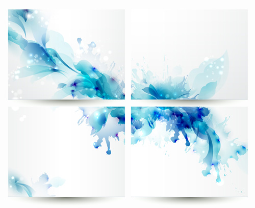 Blue flower backgrounds vector 01
