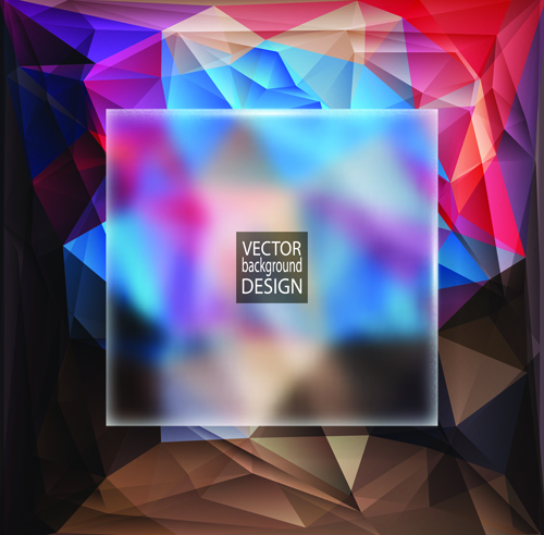 Blurs glass with polygonal backgrounds vector 04