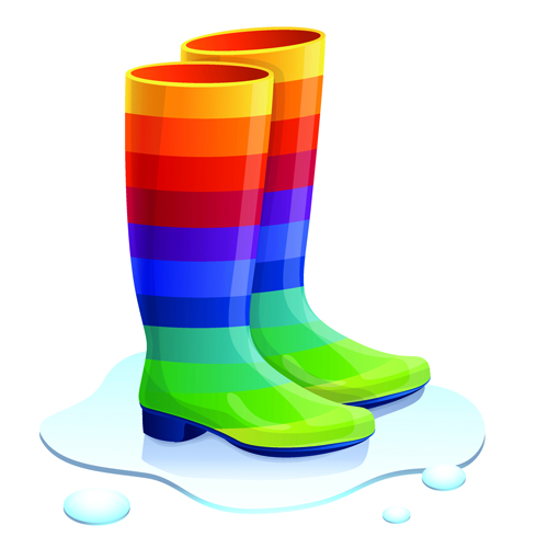 Boots design material vector set 06