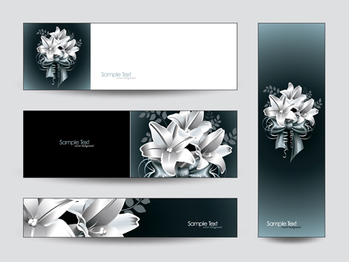 Brilliant flowers with banner background 02
