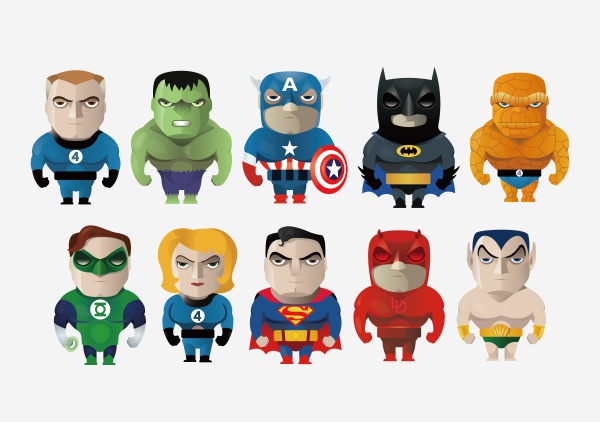 Cartoon Hero vector set
