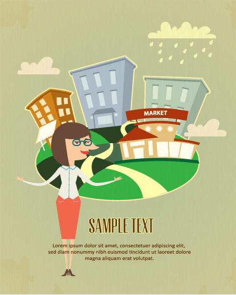 Cartoon city scenery vector 39