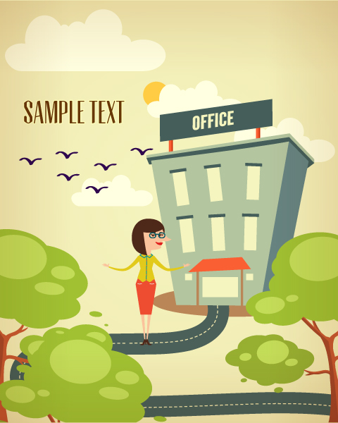 Cartoon city scenery vector 40