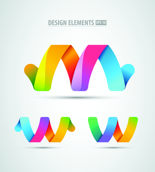 Colored origami design elements vector 01