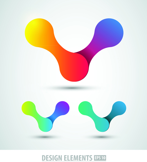 Colored origami design elements vector 02