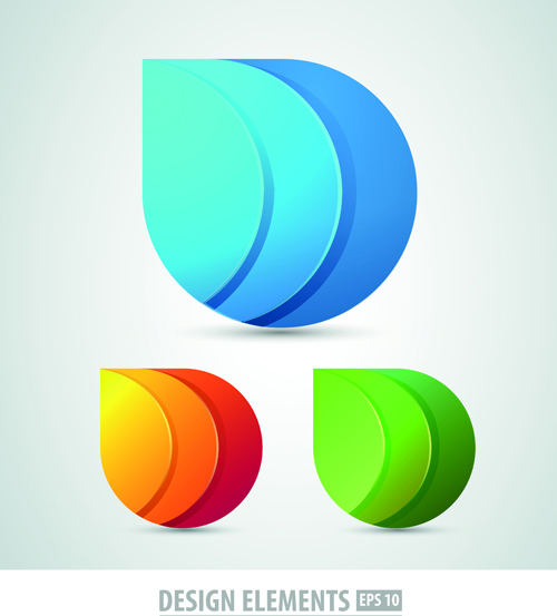 Colored origami design elements vector 03