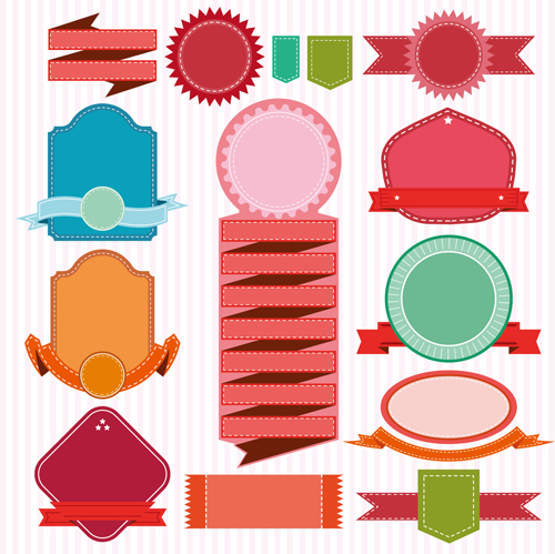 Colored ribbon banners with labels vector material 01