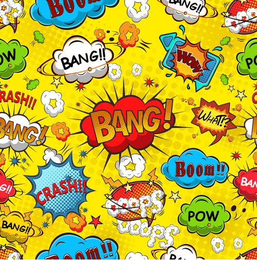 Comic explosion speech bubbles vector seamless pattern 02