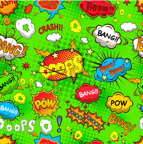 Comic explosion speech bubbles vector seamless pattern 03