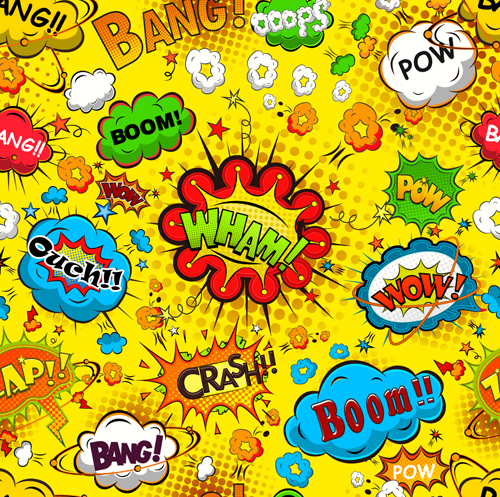 Comic explosion speech bubbles vector seamless pattern 04