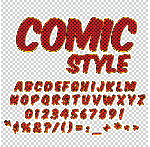 Comic styles alphabet with numbers and symbol vector set 17 Comic styles alphabet with numbers and symbol vector set 17