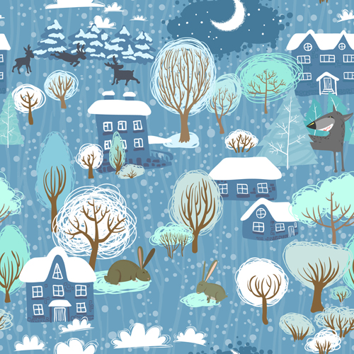 Cute Christmas seamless pattern vector 14