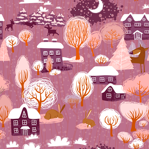 Cute Christmas seamless pattern vector 16