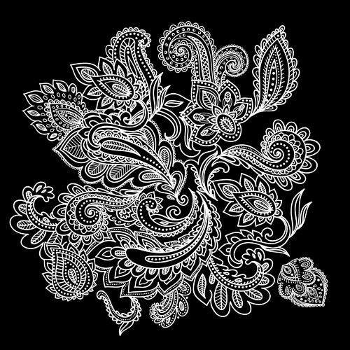 Decorative white floral vector material