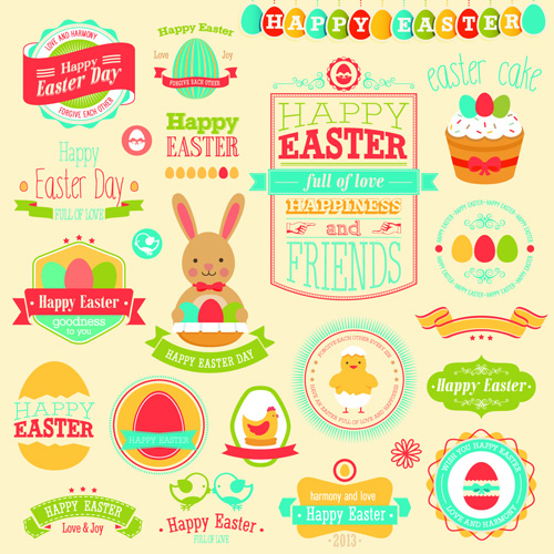 Vintage Easter Elements vector 03