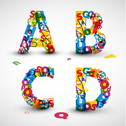 Elements of Various alphabet art vector 06