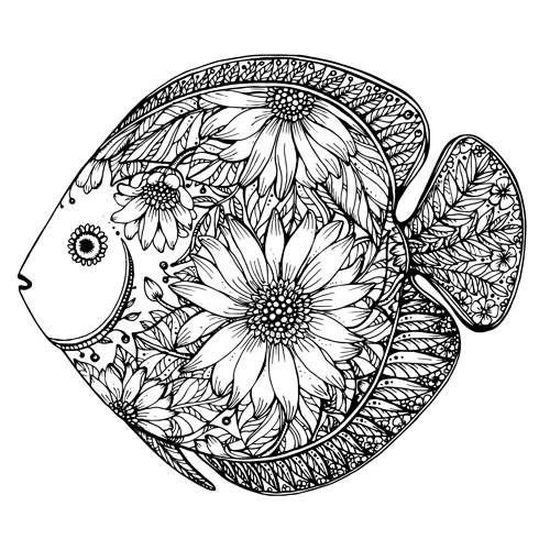 with floral fish design 