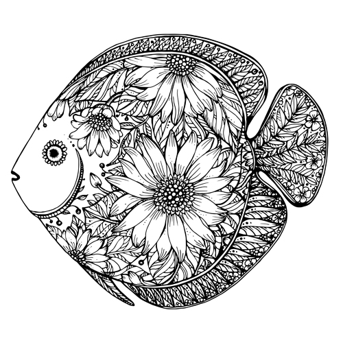 Fish with floral design vector Fish with floral design vector