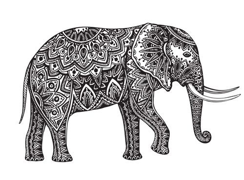Floral elephant vectors