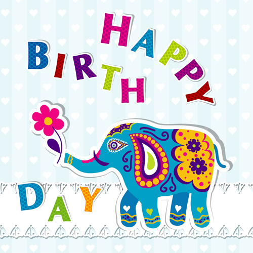 happy birthday elephants elephant birthday background vector background 