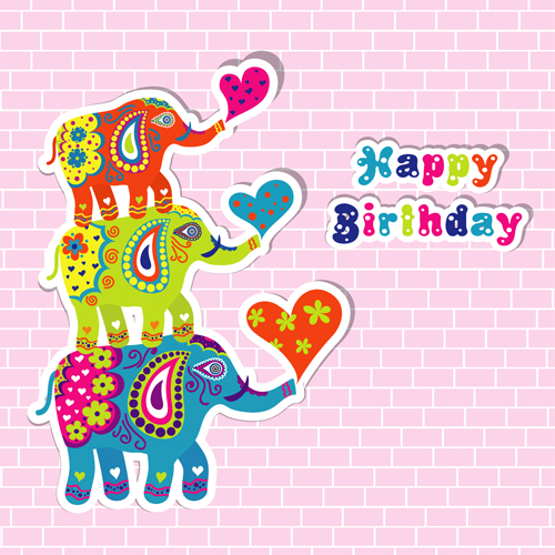 happy birthday floral elephants elephant birthday 