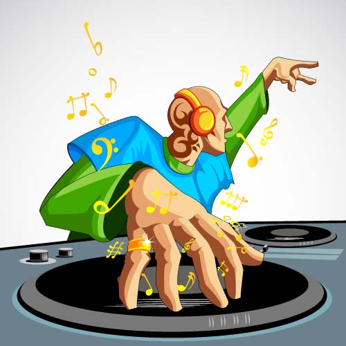 Funny music DJ vector illustration 01 Funny music DJ vector illustration 01