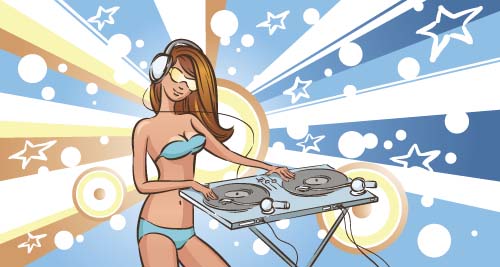 Funny music DJ vector illustration 02