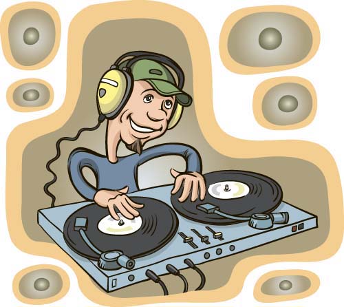 Funny music DJ vector illustration 03 Funny music DJ vector illustration 03