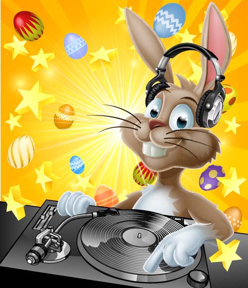 Funny music DJ vector illustration 04 Funny music DJ vector illustration 04