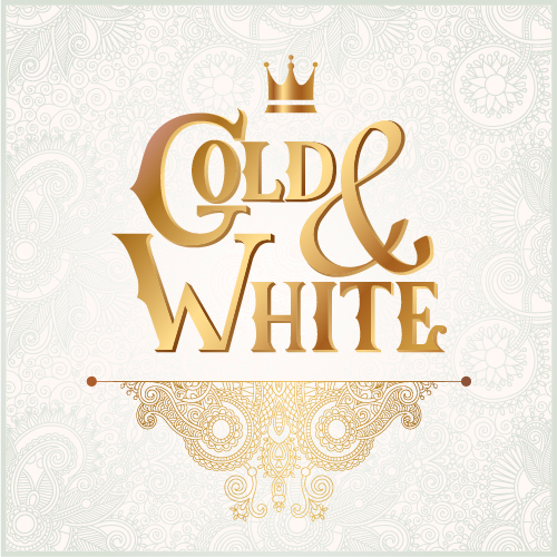 Gold with white floral ornaments background vector illustration set 02