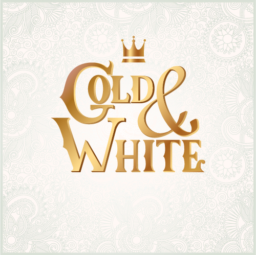 Gold with white floral ornaments background vector illustration set 09