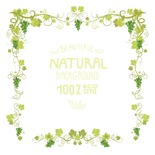 frames natural background vector 02 Grapes tree frames natural background vector 02