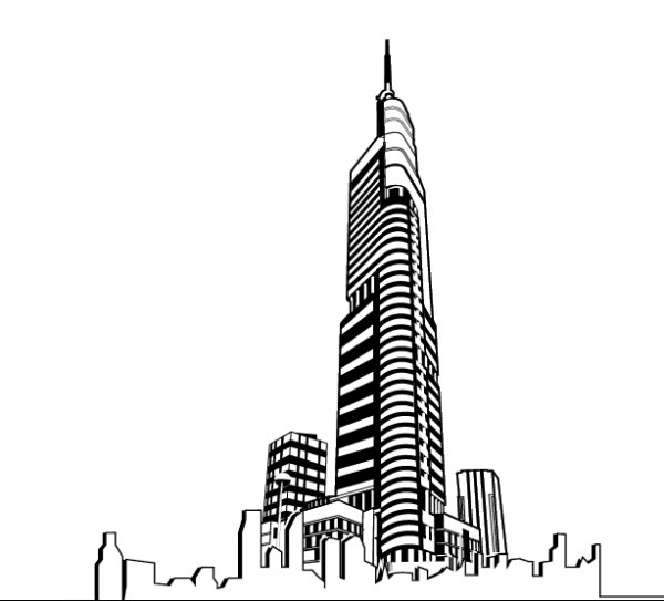 Hand drawing skyscrapers design vector