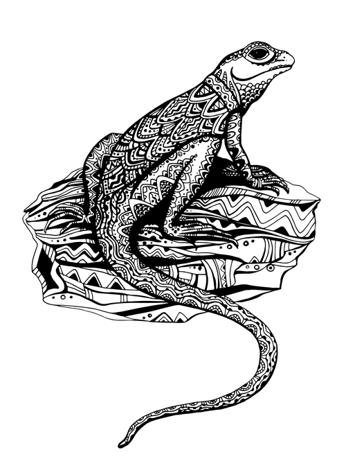 Hand drawn Lizard floral vector Hand drawn Lizard floral vector