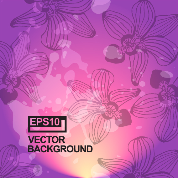 Hand drawn flower with grunge background vector 01