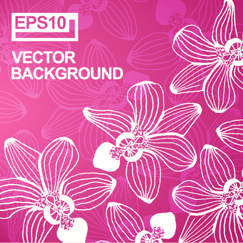 Hand drawn flower with grunge background vector 02