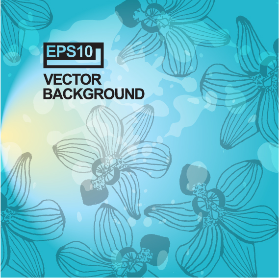 Hand drawn flower with grunge background vector 04