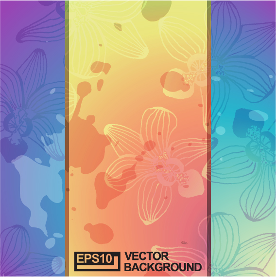 Hand drawn flower with grunge background vector 05