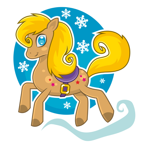 Horse 2014 cute design vector 01