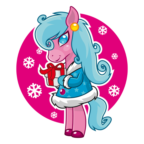 Horse 2014 cute design vector 07